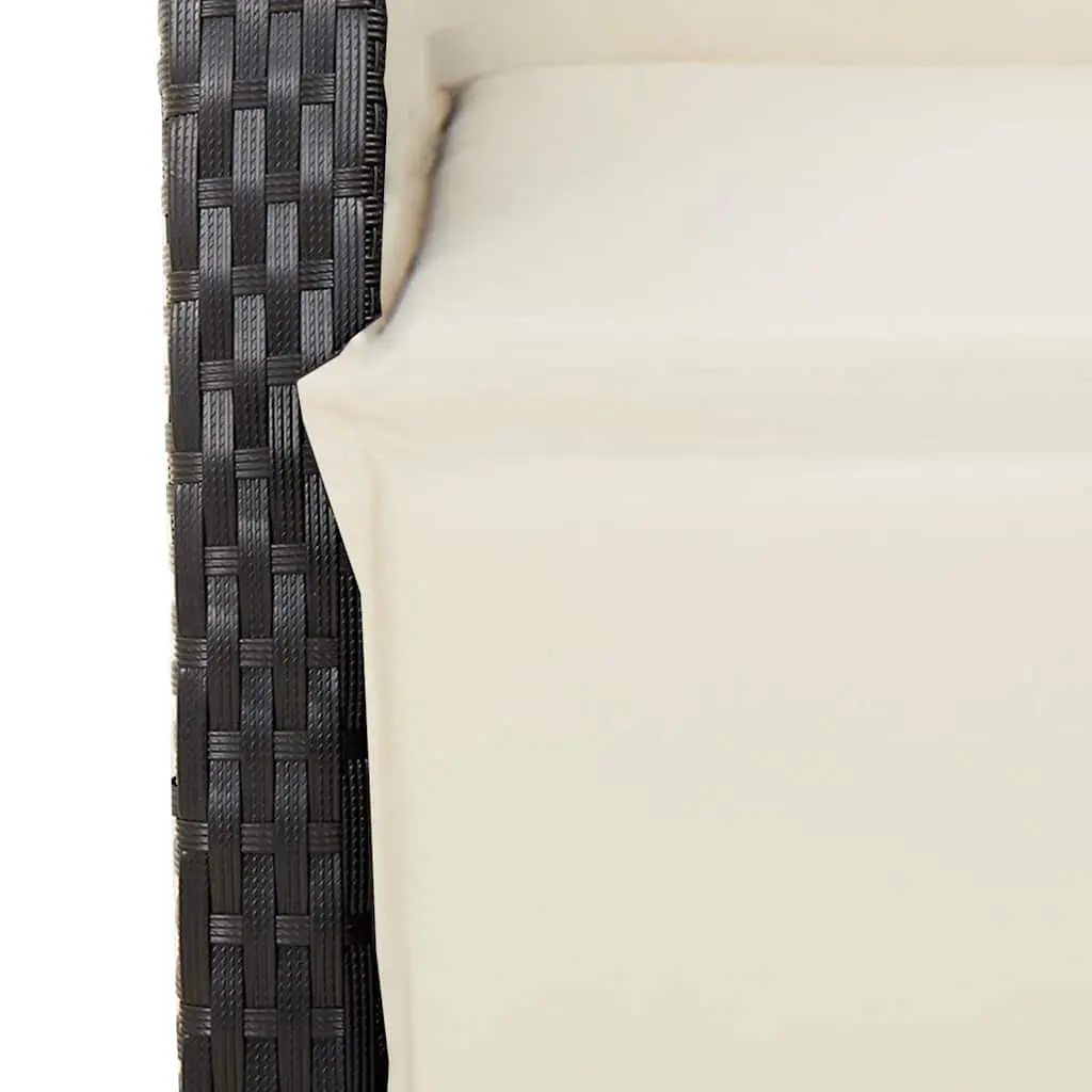 Bistro Set 11 Piece Outdoor Furniture Black Poly Rattan with Cushions