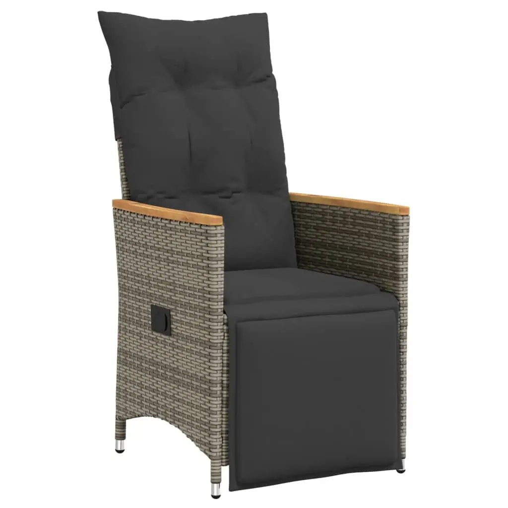 9PieceOutdoorBistroSetGreyPolyRattanwithCushionsDurableComfortablePatioFurniture