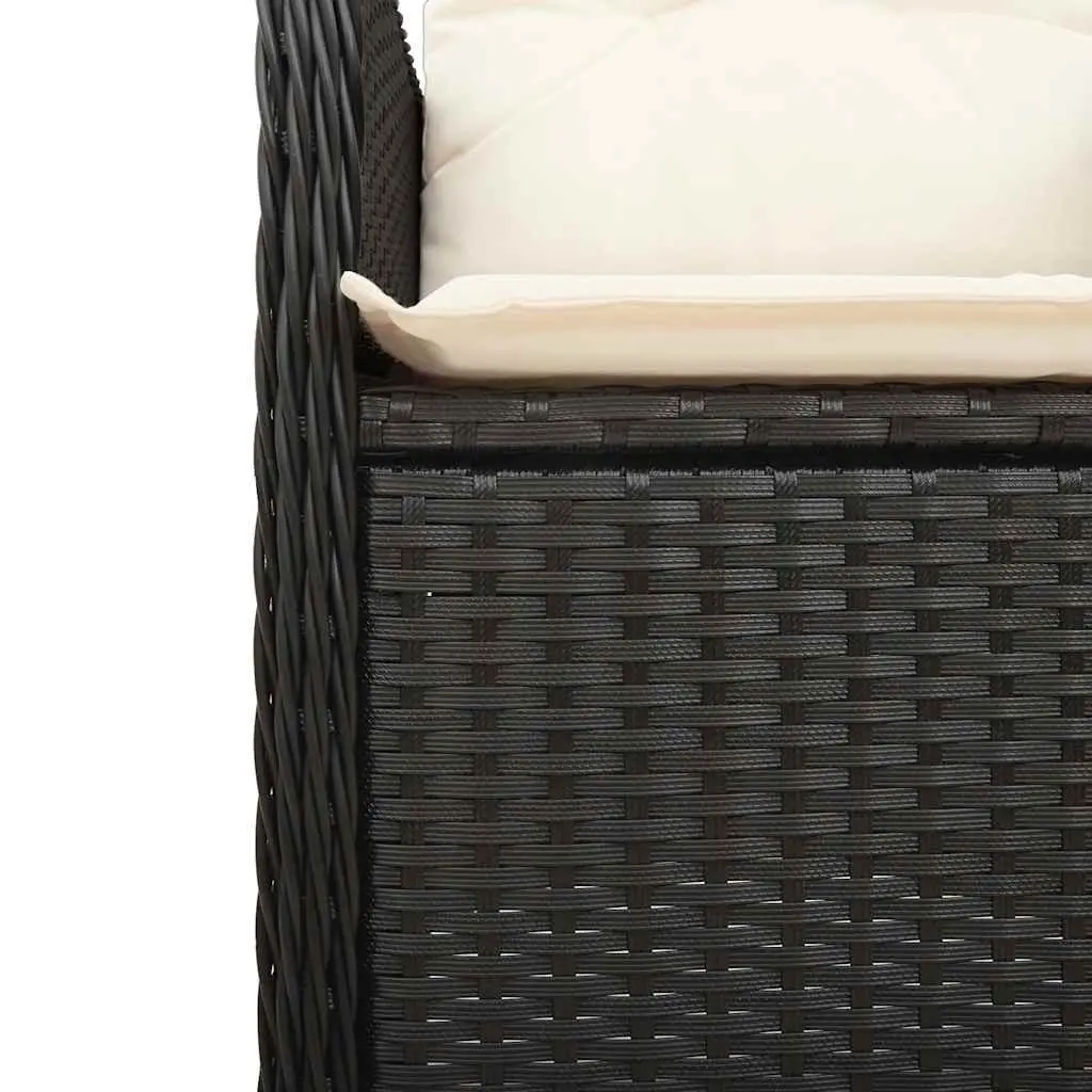 11 Piece Garden Bistro Set Black Poly Rattan with Cushions