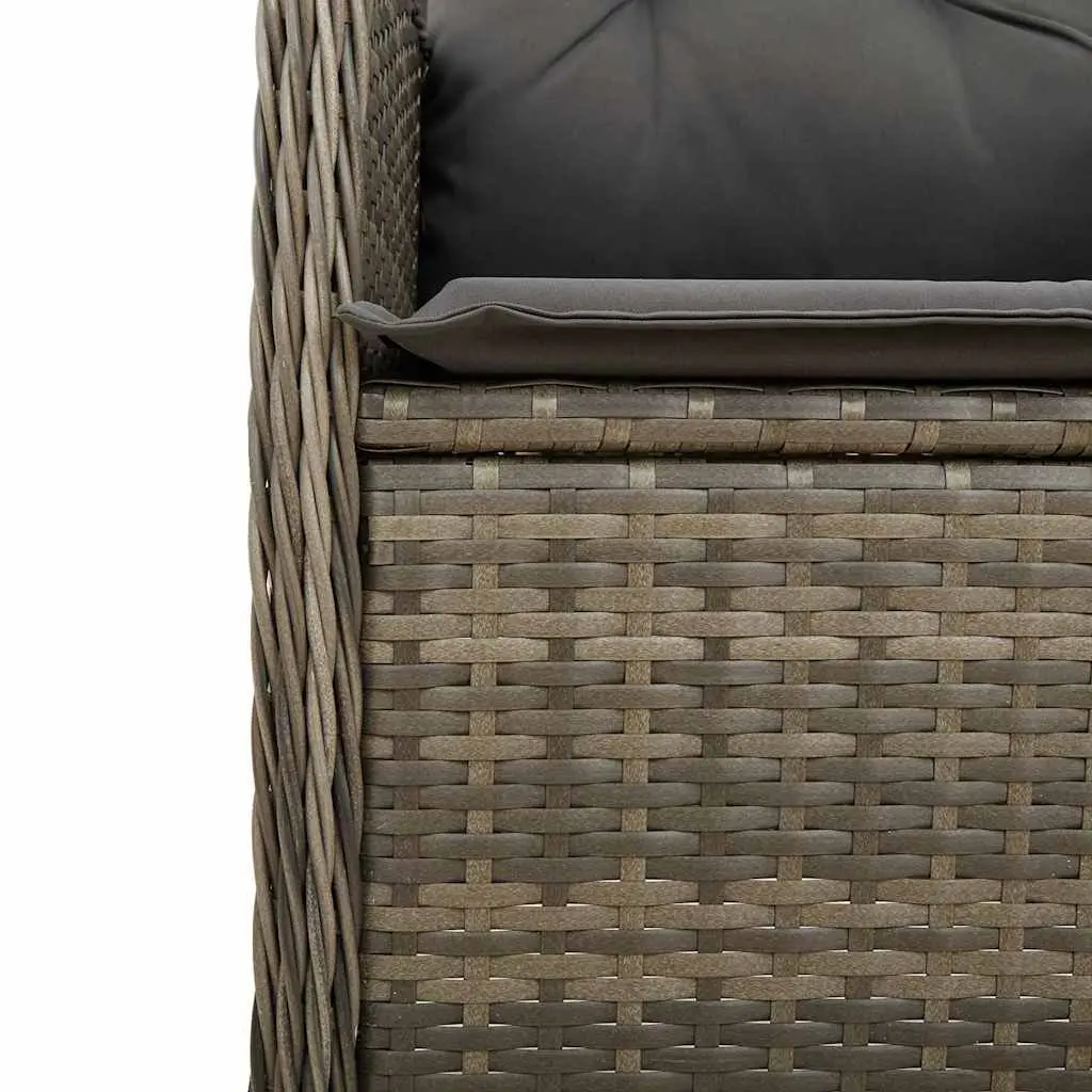 Garden Bistro Set Grey Poly Rattan 11 Piece Outdoor Furniture with Cushions