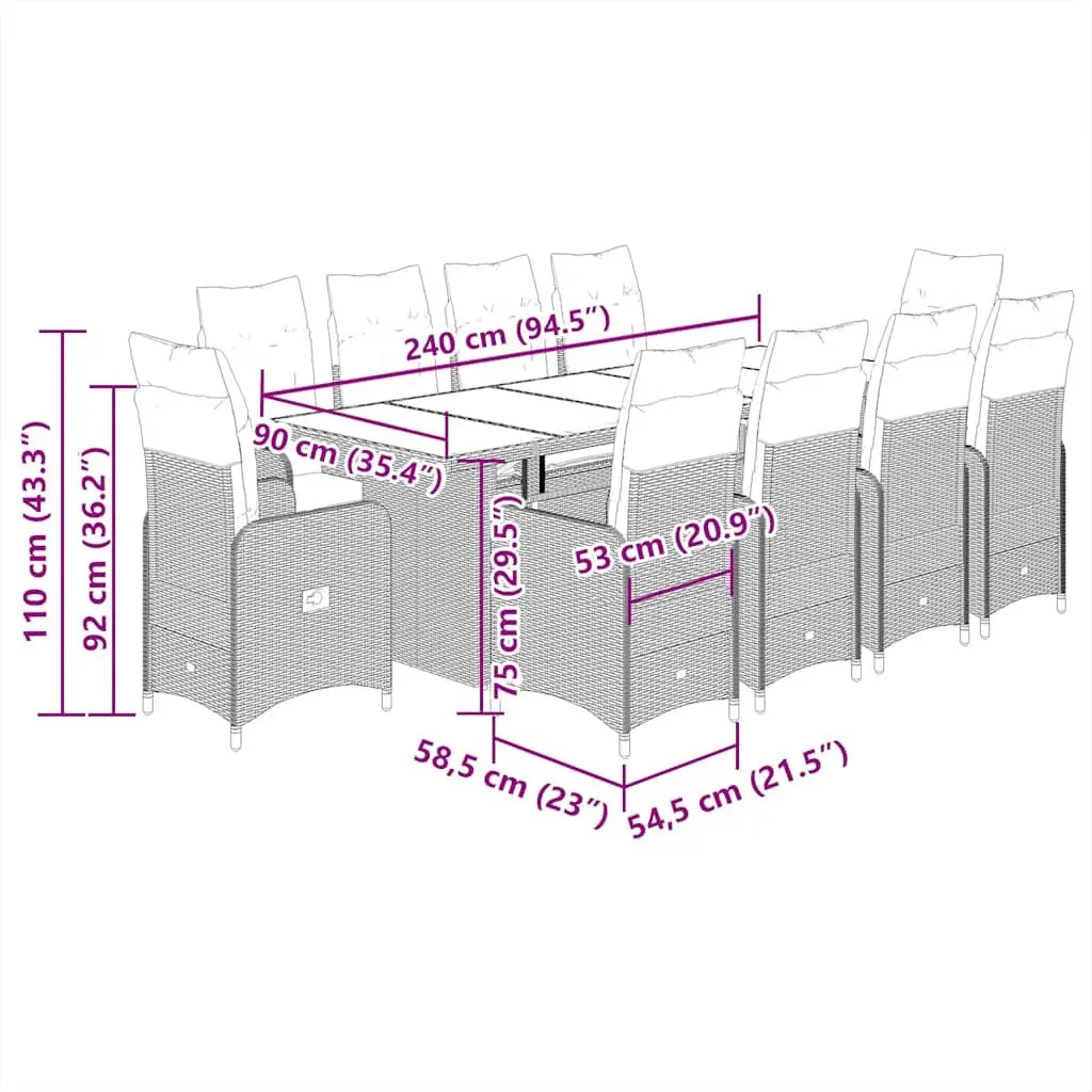 11 Piece Garden Bistro Set for Relaxing