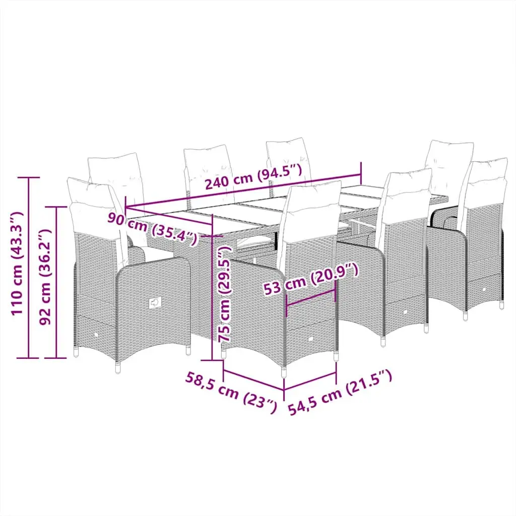 9 Piece Outdoor Bistro Set