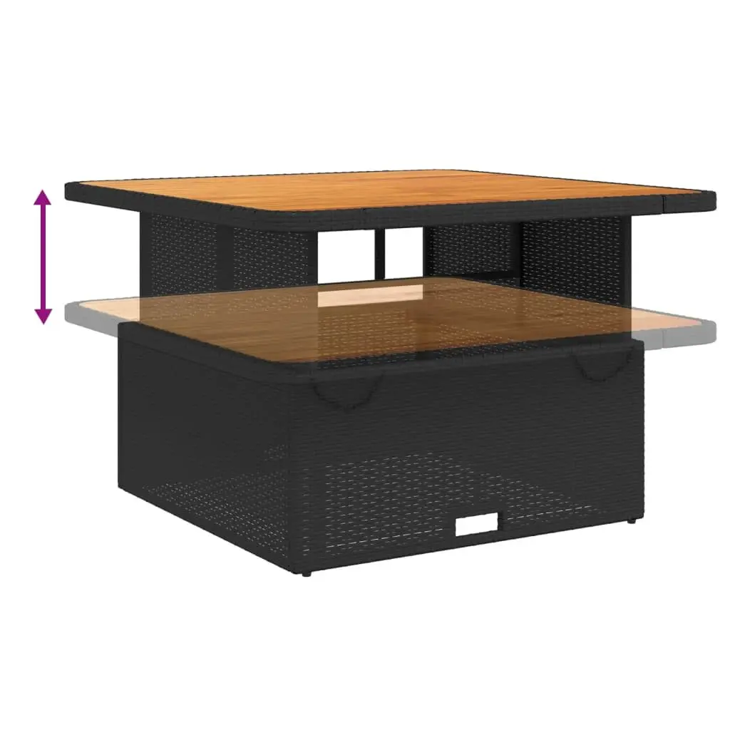 4 Piece Garden Dining Set Adjustable Backrest Black Poly Rattan