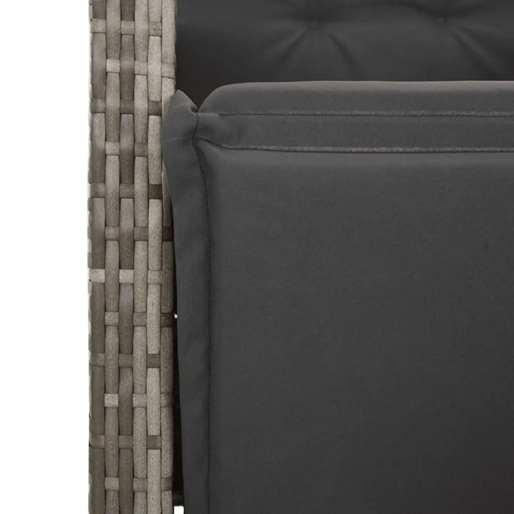 Garden Dining Set Adjustable Backrest 3 Piece Grey Poly Rattan