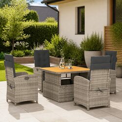 Enjoy Outdoor Dining with This Comfortable Grey 5 Piece Set