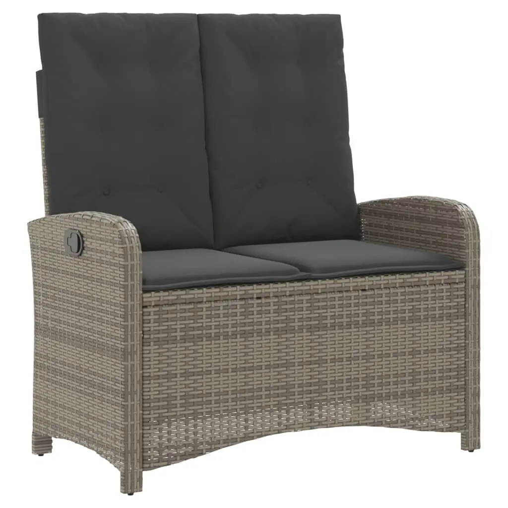Garden Dining Set Adjustable Table 4 Piece Grey Poly Rattan with Cushions