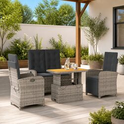 4 Piece Grey Rattan Dining Set: Comfortable Outdoor Seating