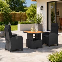 Your Perfect 3 Piece Black Rattan Dining Set