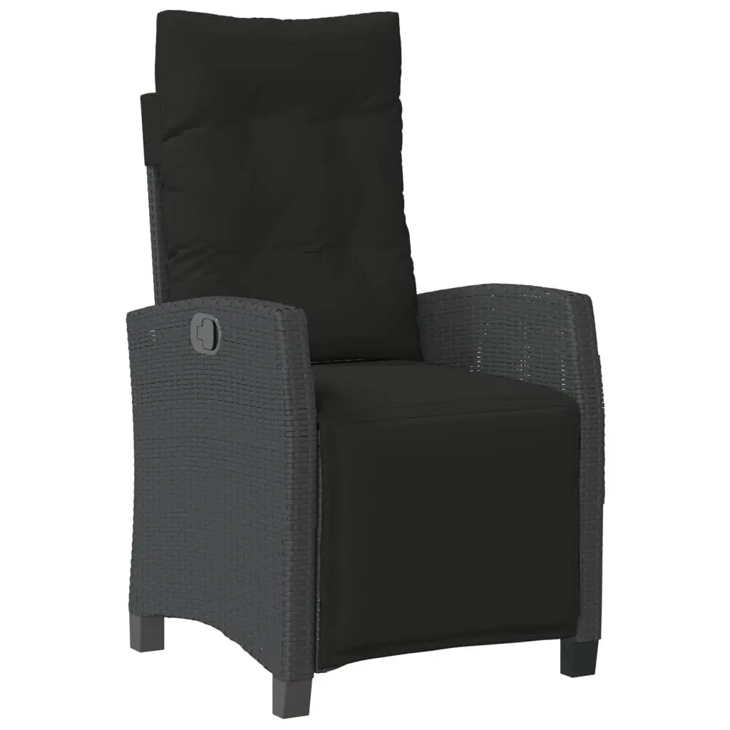 Garden Dining Set Adjustable Black Poly Rattan 3 Piece