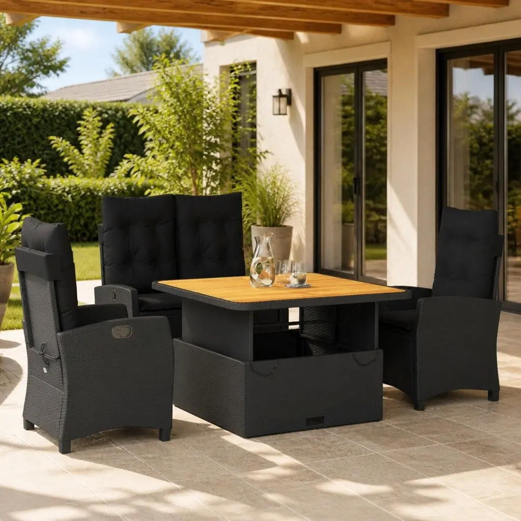 4 Piece Black Dining Set for Outdoor Enjoyment