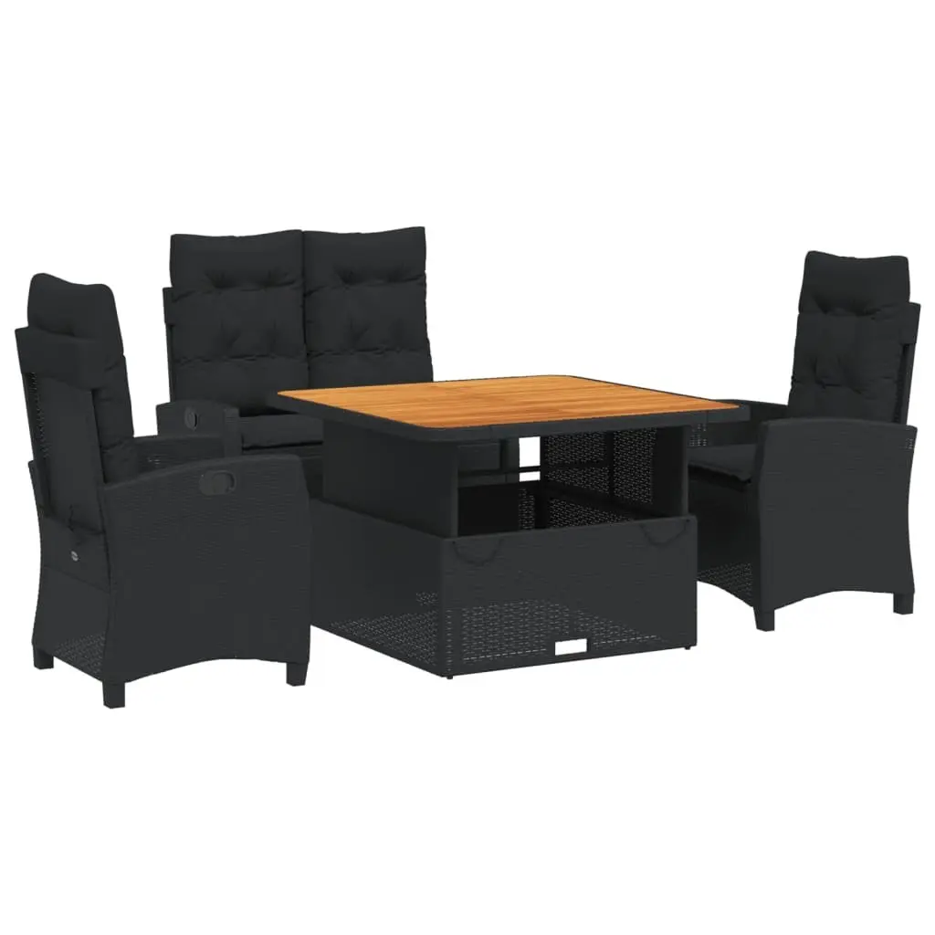 4 Piece Black Dining Set for Outdoor Enjoyment