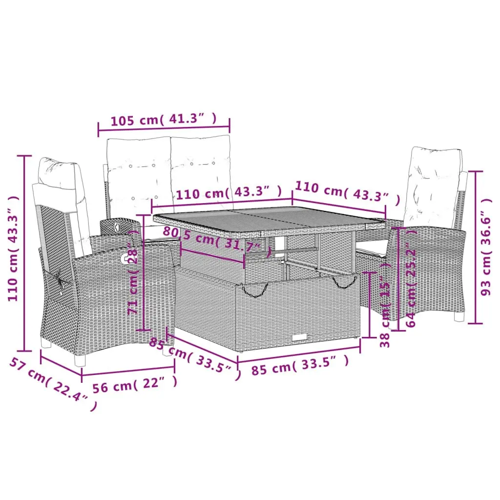 4 Piece Black Dining Set for Outdoor Enjoyment