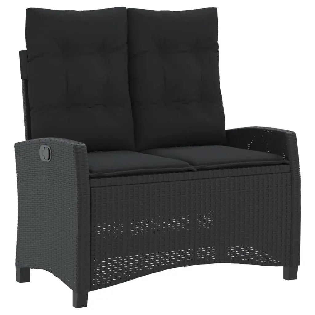 4 Piece Outdoor Dining Set Black Adjustable Backrest PE Rattan Garden Furniture