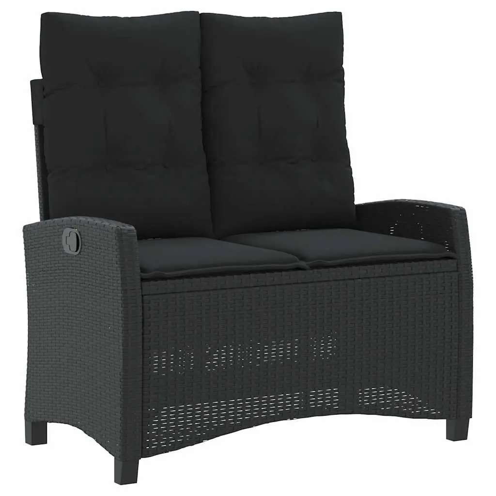 Garden Dining Set Adjustable Black Poly Rattan 2 Piece