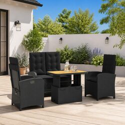 Your Perfect 4 Piece Black Rattan Dining Set Awaits You