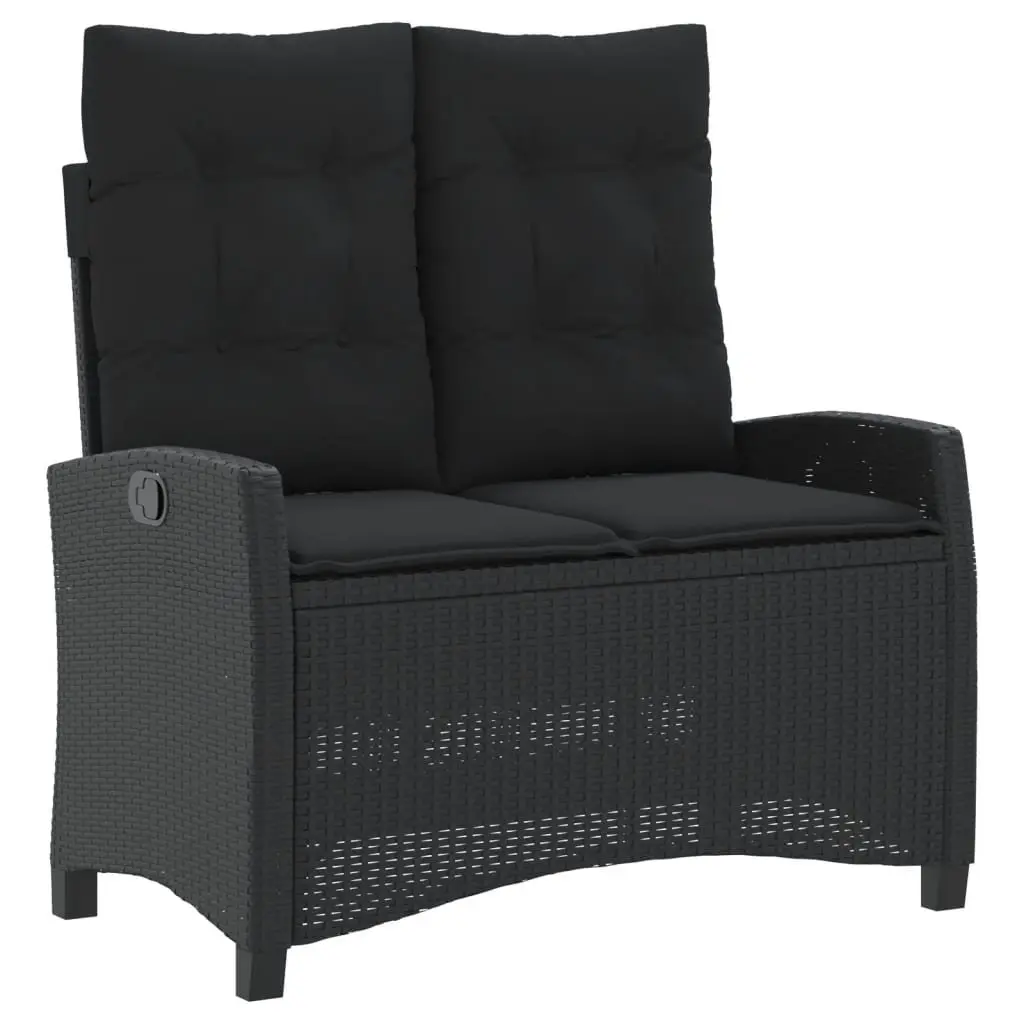 4 Piece Outdoor Dining Set Black PE Rattan Garden Furniture with Adjustable Backrest