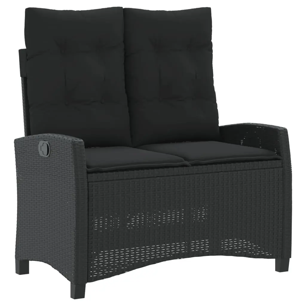 Garden Dining Set Adjustable Backrest 4 Piece Black Poly Rattan