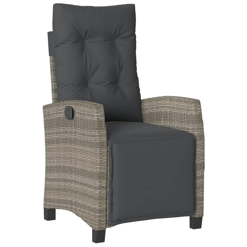 Garden Dining Set Adjustable Backrest 3 Piece Grey Poly Rattan