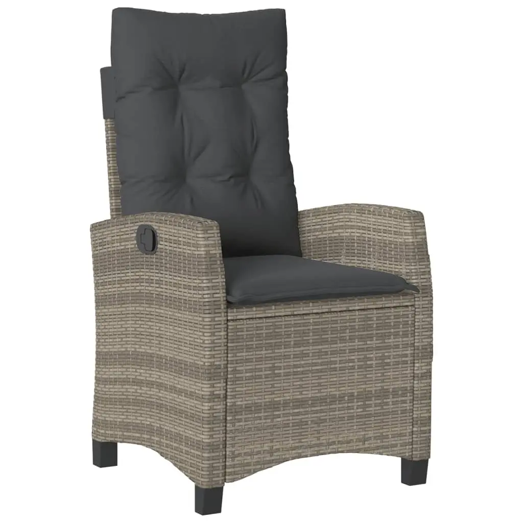 Garden Dining Set Grey Poly Rattan 4 Piece Outdoor Patio Furniture with Cushions