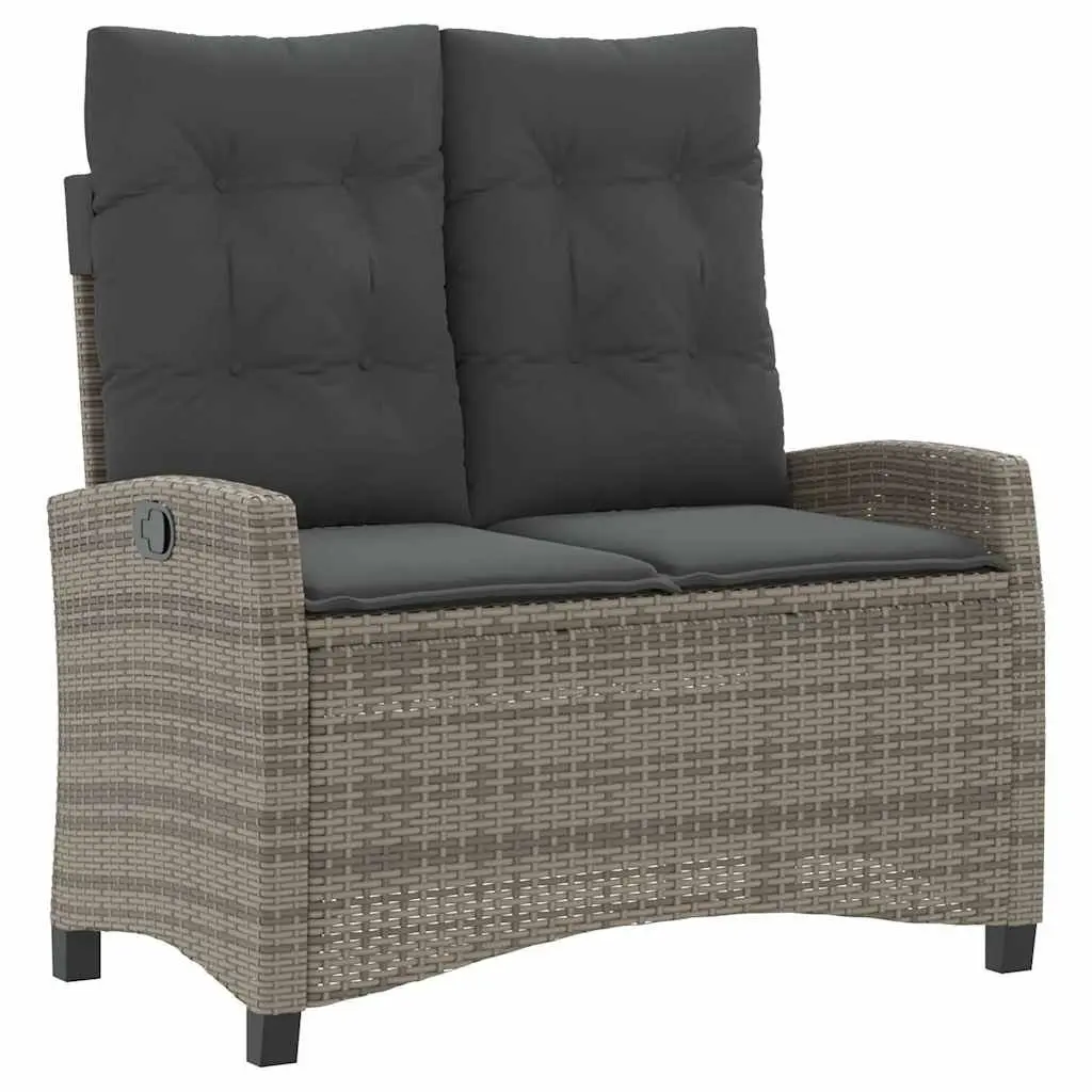 Garden Dining Set 2 Piece Outdoor Furniture with Cushions Grey Rattan Patio