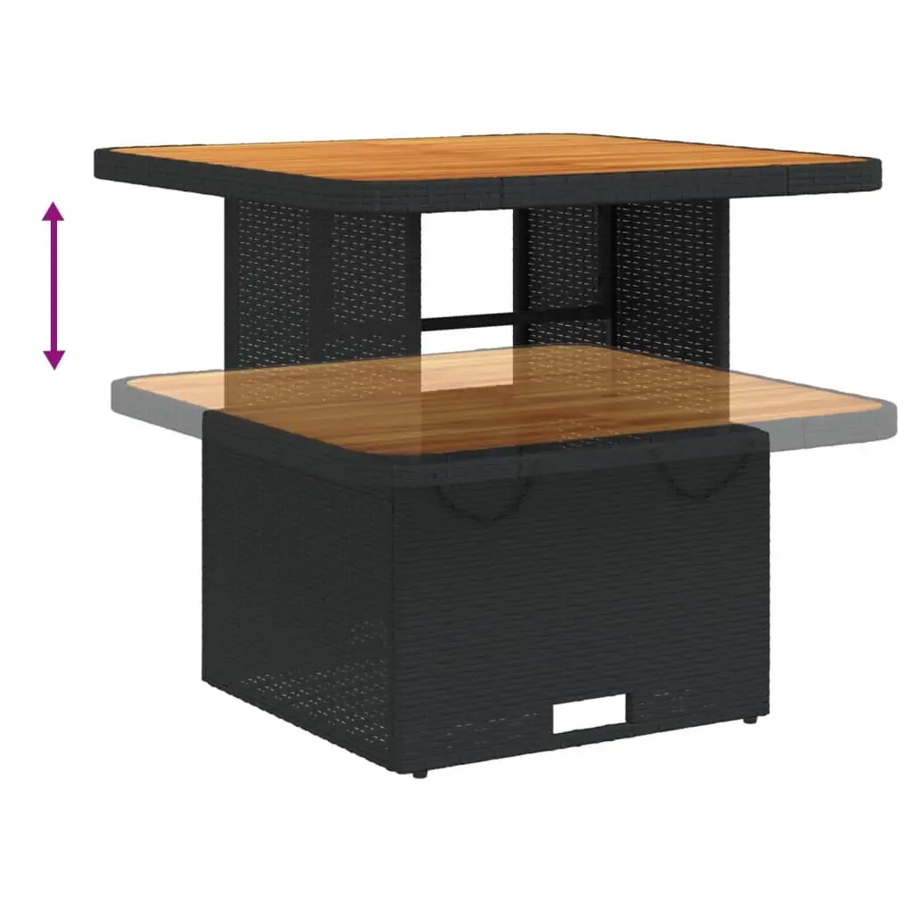 Garden Dining Set Adjustable Table 3 Piece Black Poly Rattan