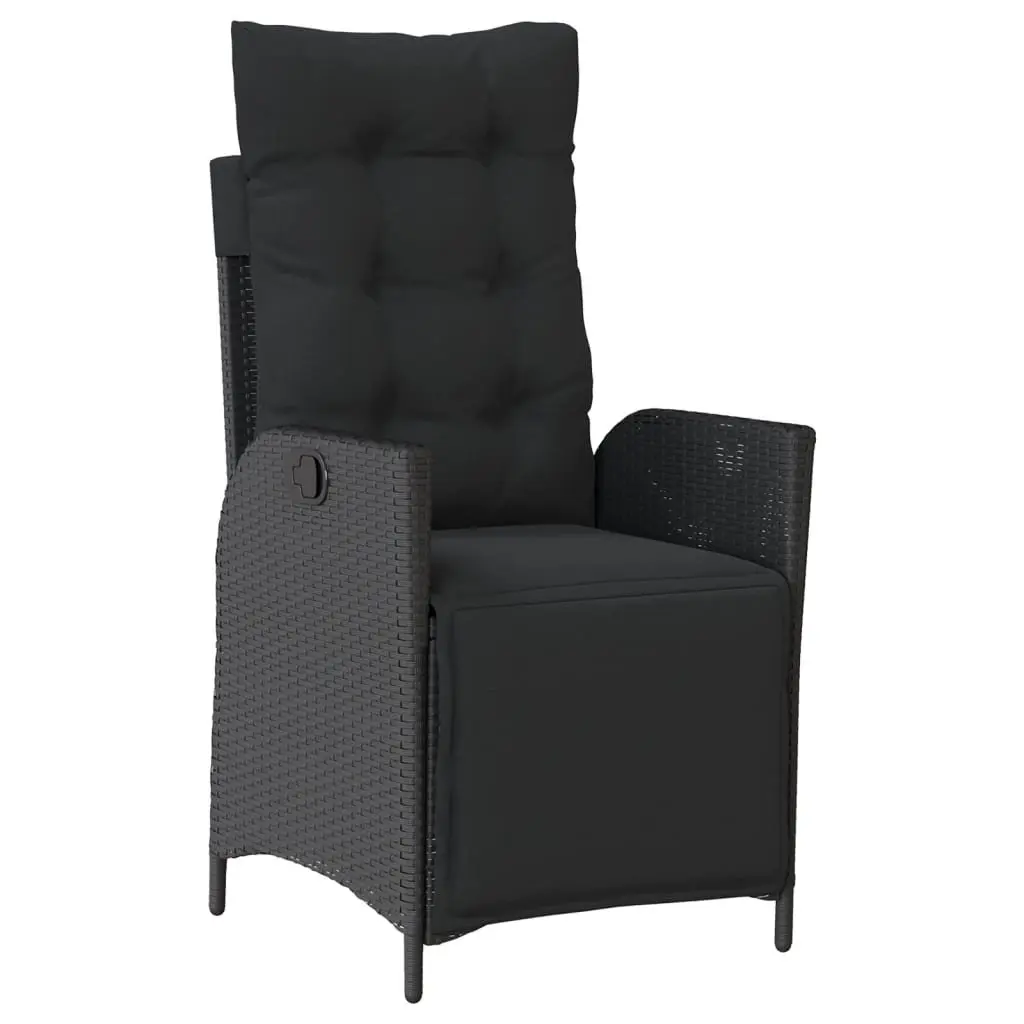 5 Piece Garden Dining Set Outdoor Furniture Black Poly Rattan Chairs Table