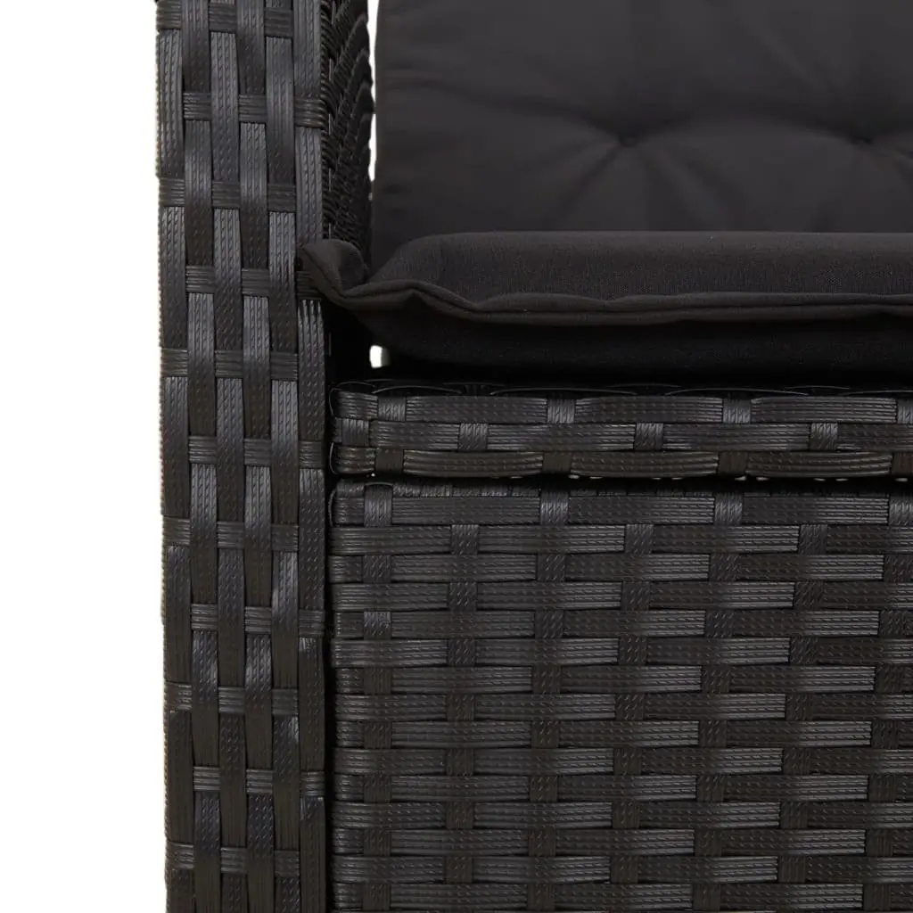 Outdoor Garden Dining Set Adjustable Black Poly Rattan Chairs Table with Cushions 2 Piece