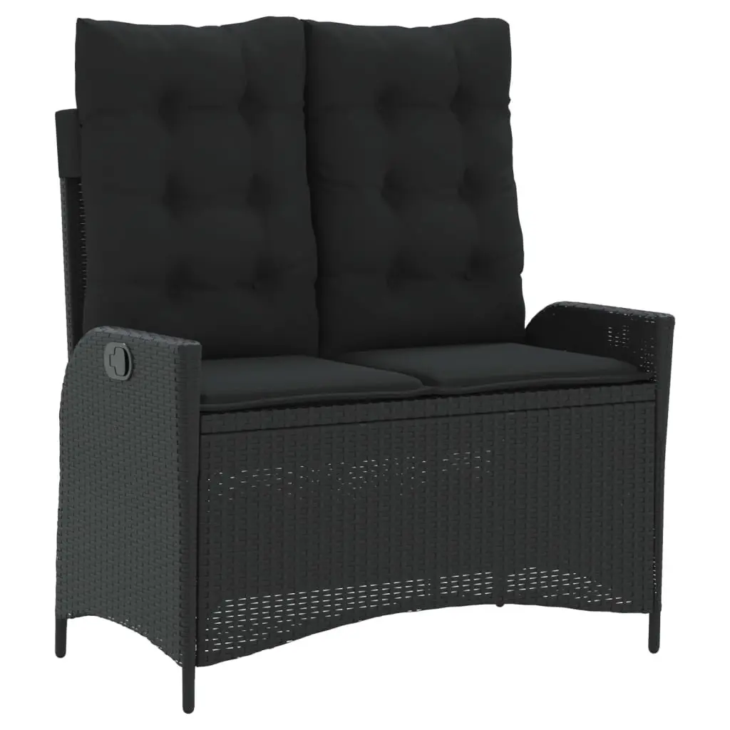 Garden Dining Set Adjustable Backrest Black PE Rattan 2 Piece