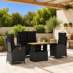 Friendly 4-Piece Black Rattan Outdoor Dining Set