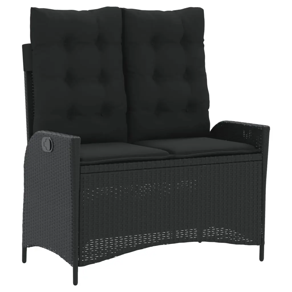 Garden Dining Set Adjustable Backrest 4 Piece Black Poly Rattan with Cushions