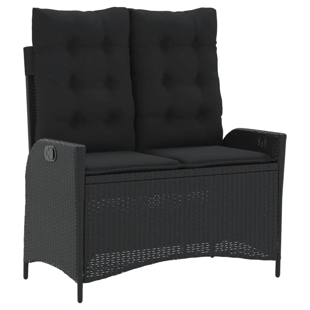 Garden Dining Set Black Poly Rattan 4 Piece Outdoor Furniture with Cushions