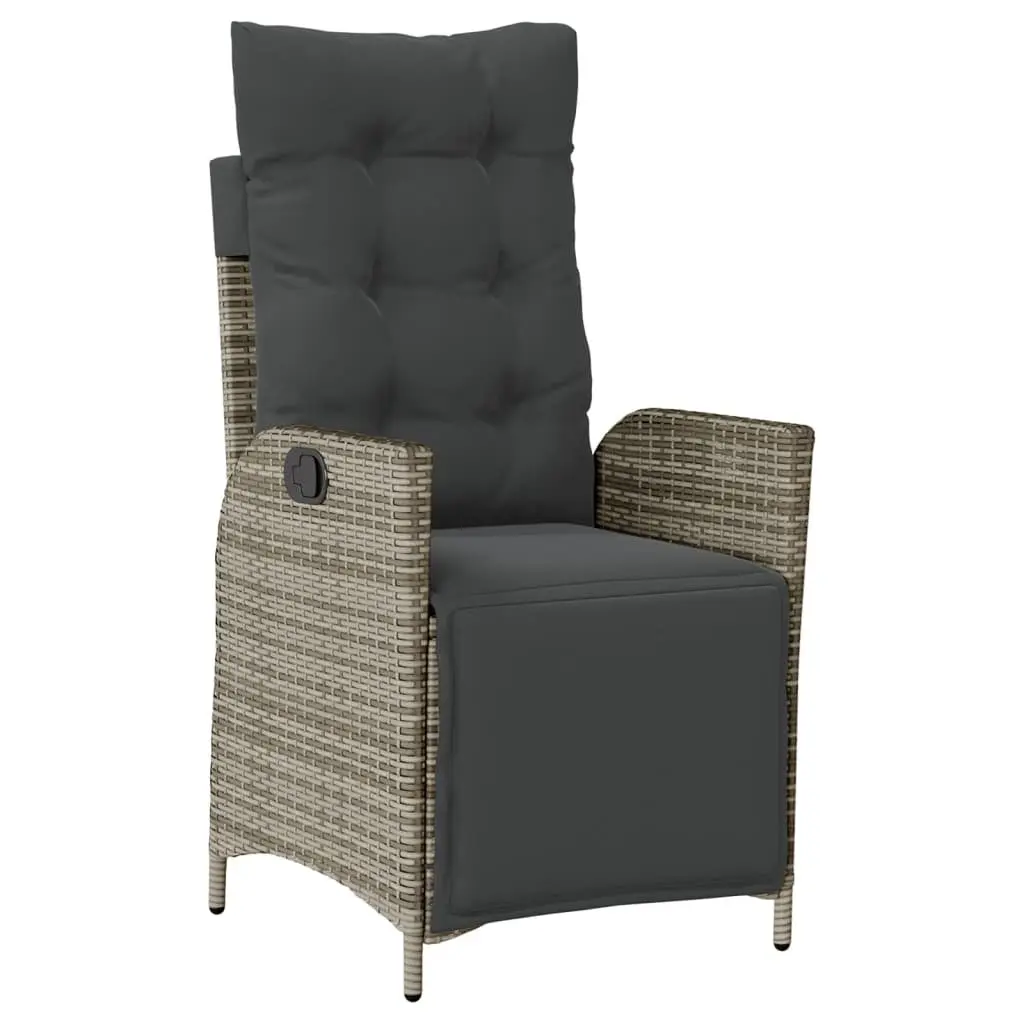 Garden Dining Set Adjustable Table Chair Cushions 3 Piece Grey