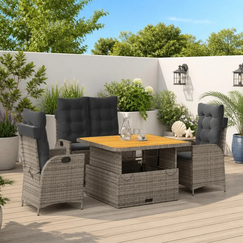 Grey Rattan Dining Set for Outdoor Enjoyment