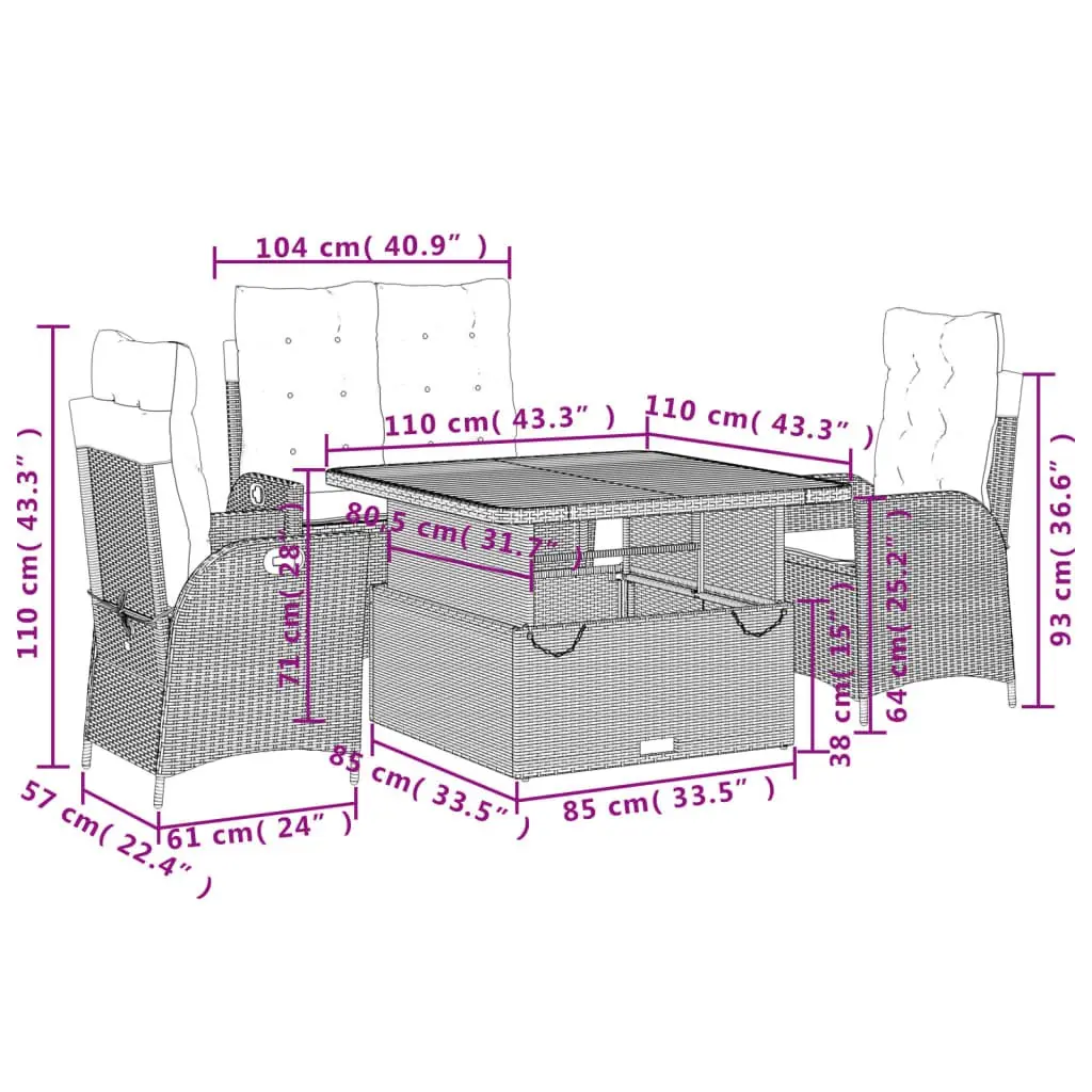 Grey Rattan Dining Set for Outdoor Enjoyment