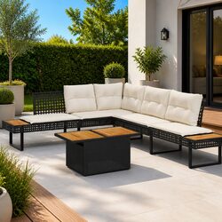 Friendly Black Poly Rattan Garden Sofa Set for You
