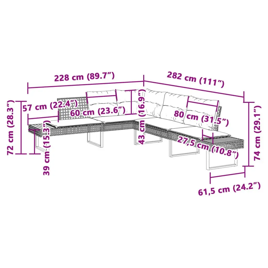 2 Piece Garden Sofa Set Black Poly Rattan Outdoor Furniture with Cushions Acacia
