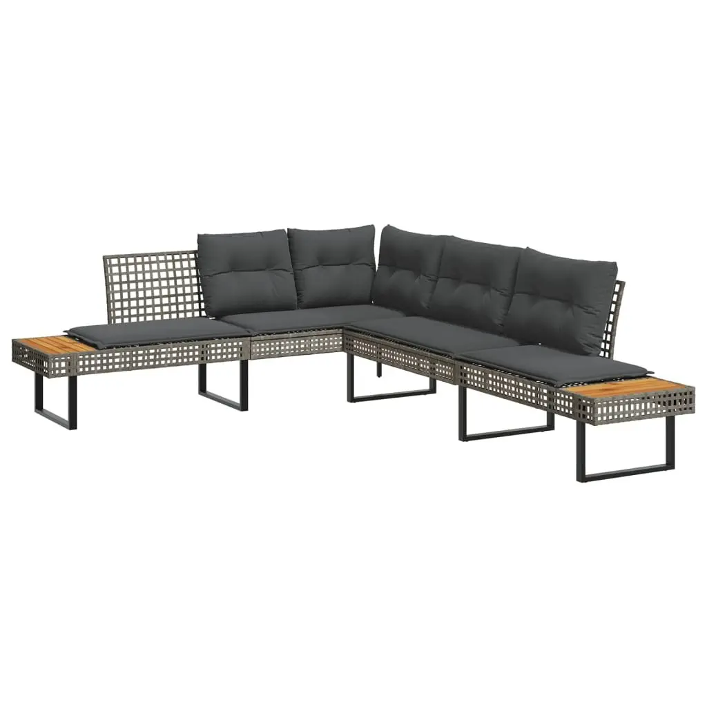 Garden Sofa Set Grey 2 Piece Outdoor Furniture Patio Seating with Cushions