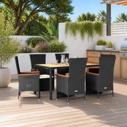 Garden Dining Set 7 Piece Outdoor Furniture Poly Rattan Patio Chairs Table