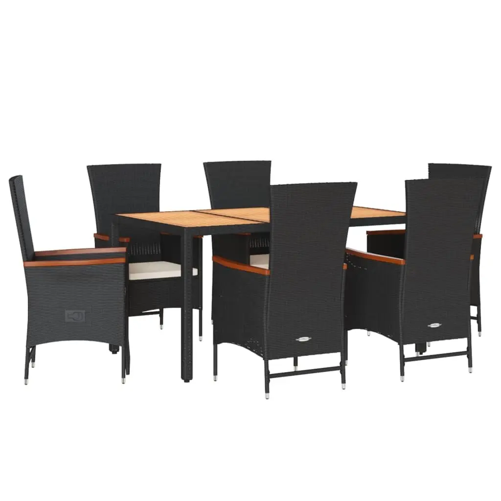 Garden Dining Set 7 Piece Outdoor Furniture Poly Rattan Chairs Table Cushions