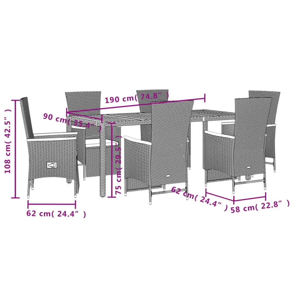 7-Piece Black Dining Set