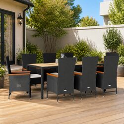 Friendly 9 Piece Garden Dining Set with Cushioned Comfort