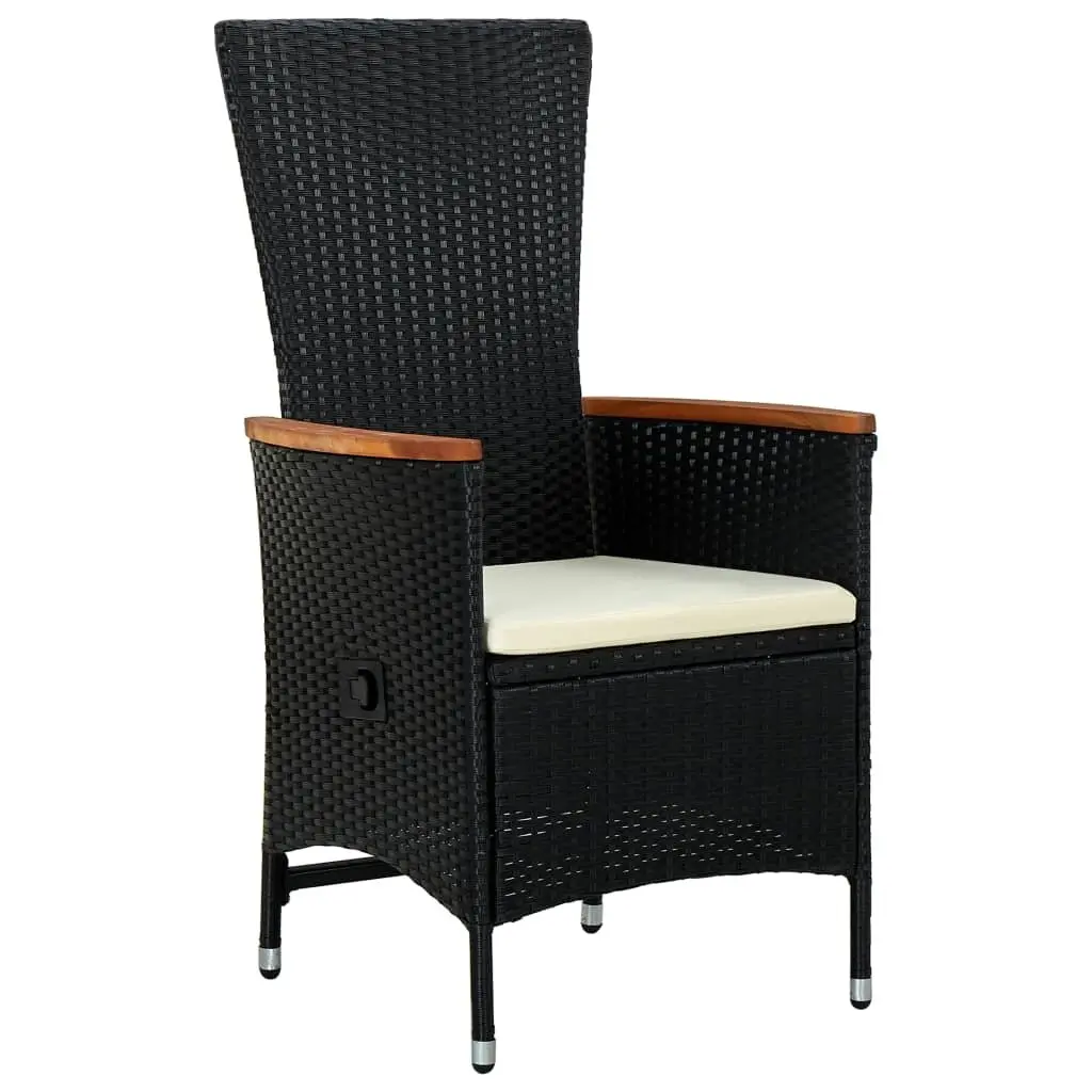 Garden Dining Set Black Poly Rattan 9 Piece Outdoor Furniture with Cushions