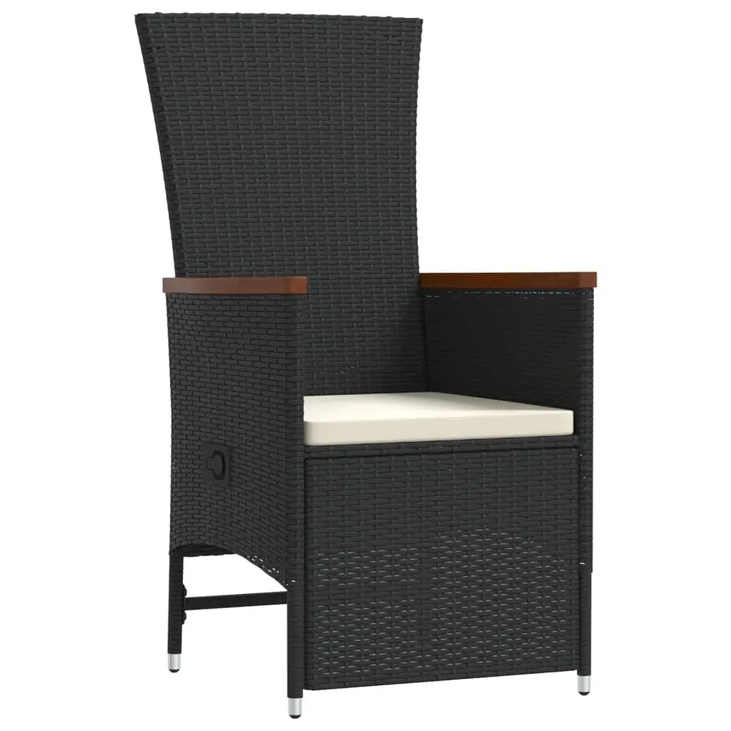 Outdoor Dining Set 9 Piece Black Poly Rattan Garden Furniture with Cushions