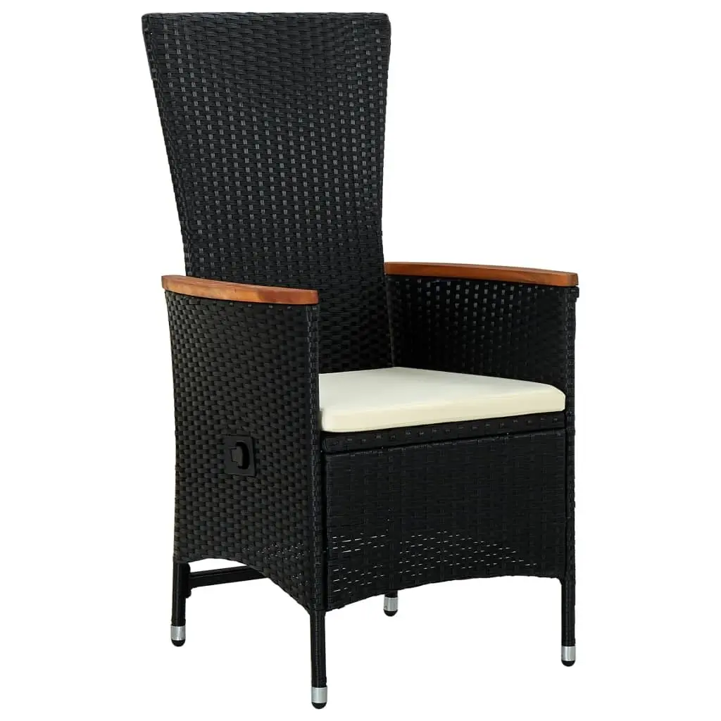 Outdoor Furniture Dining Set 11 Pieces Black PE Rattan with Cushions