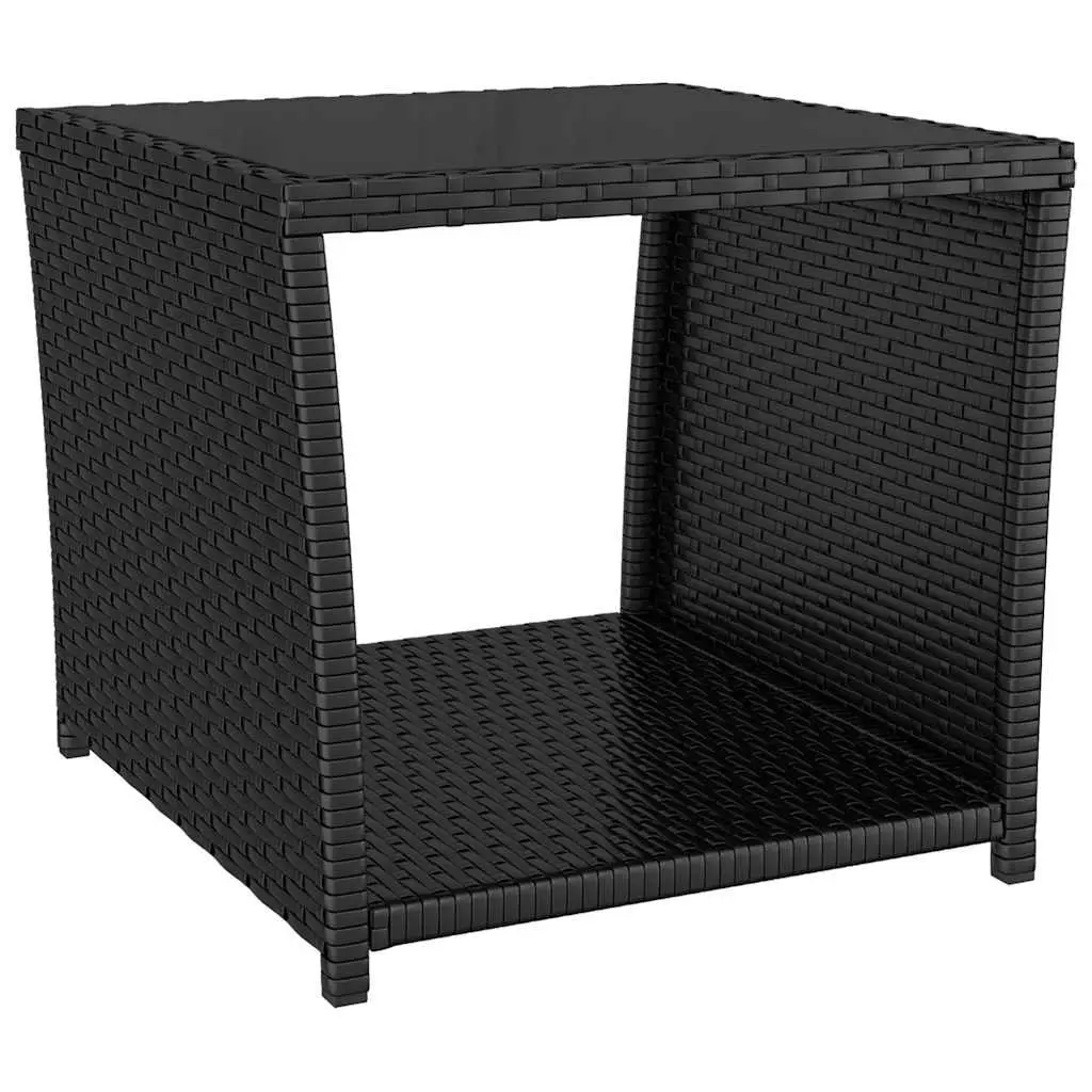 3 Piece Outdoor Dining Set Black Poly Rattan Garden Furniture Patio Table Chairs