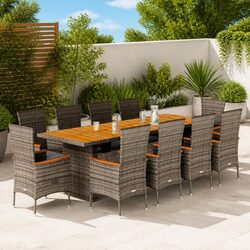 Enjoy Outdoor Dining with Our 11-Piece Grey Dining Set