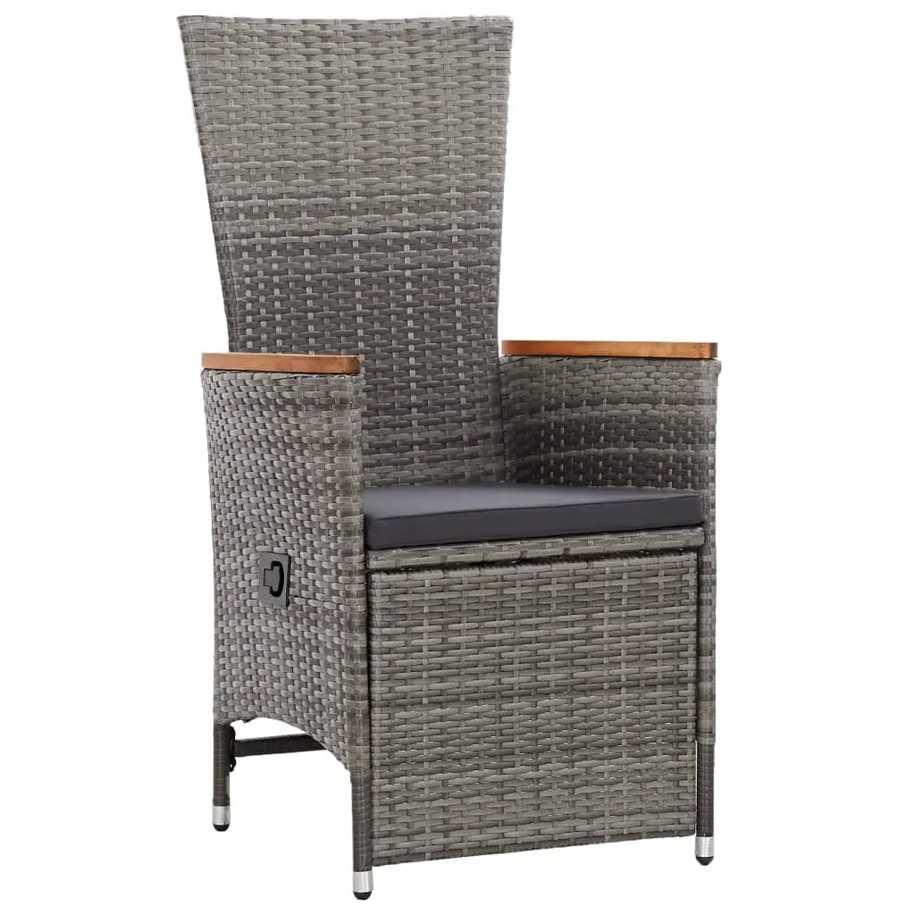 Garden Dining Set 9 Piece Outdoor Furniture Grey Poly Rattan Cushions Patio