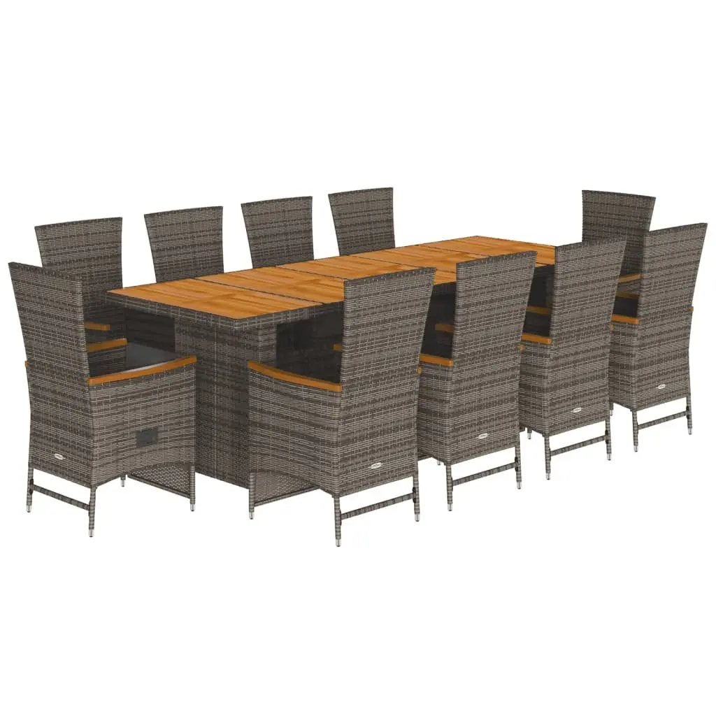 Garden Dining Set Grey Poly Rattan 11 Piece Outdoor Furniture Patio Chairs Table