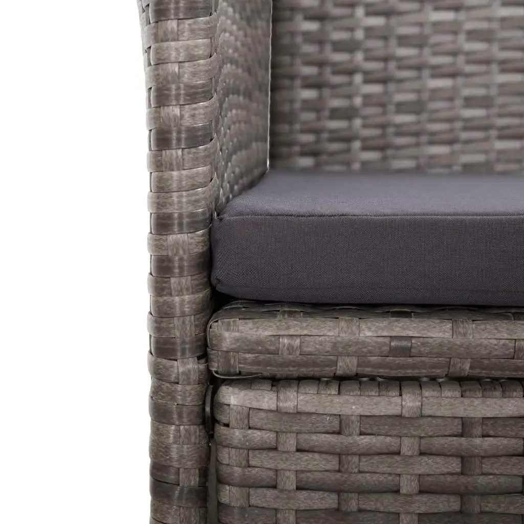 Garden Dining Set Grey Poly Rattan 11 Piece Outdoor Furniture Patio Chairs Table