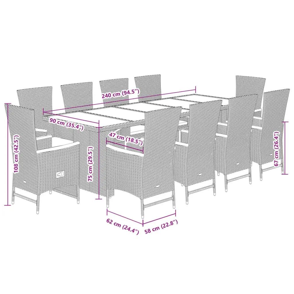 11 Piece Grey Garden Dining Set